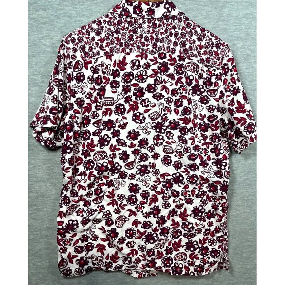 Vans Mens‎ Sz M Classic Fit Red Floral Button Up Shirt Hawaiian - Picture 5 of 5